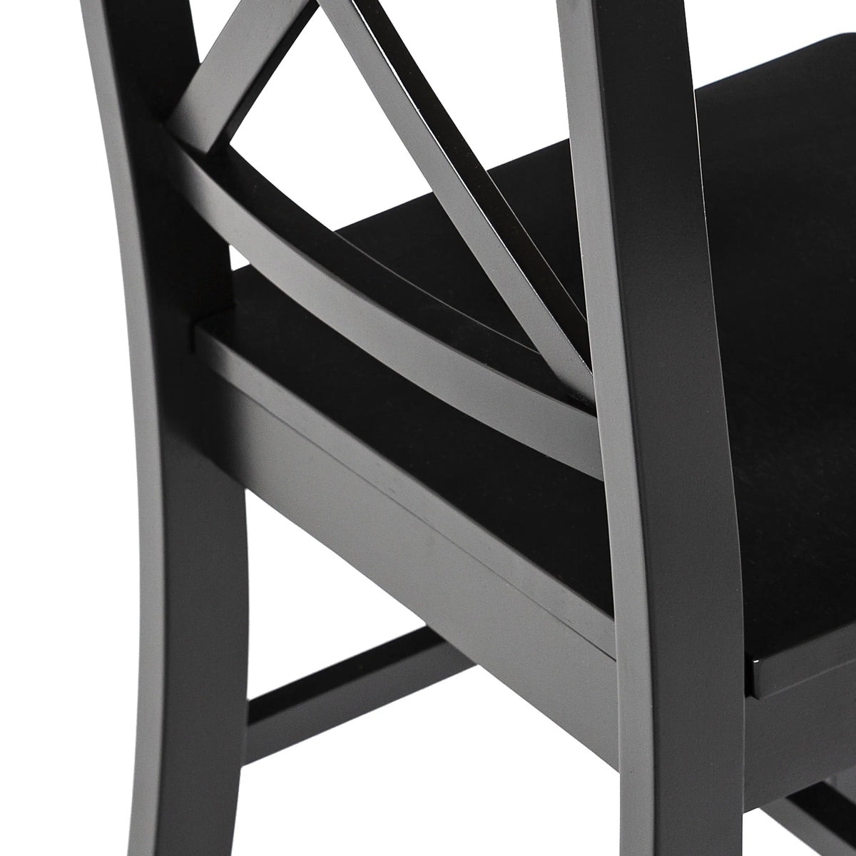 Antique Black Wood Dining Chairs, Set of 2 D3042