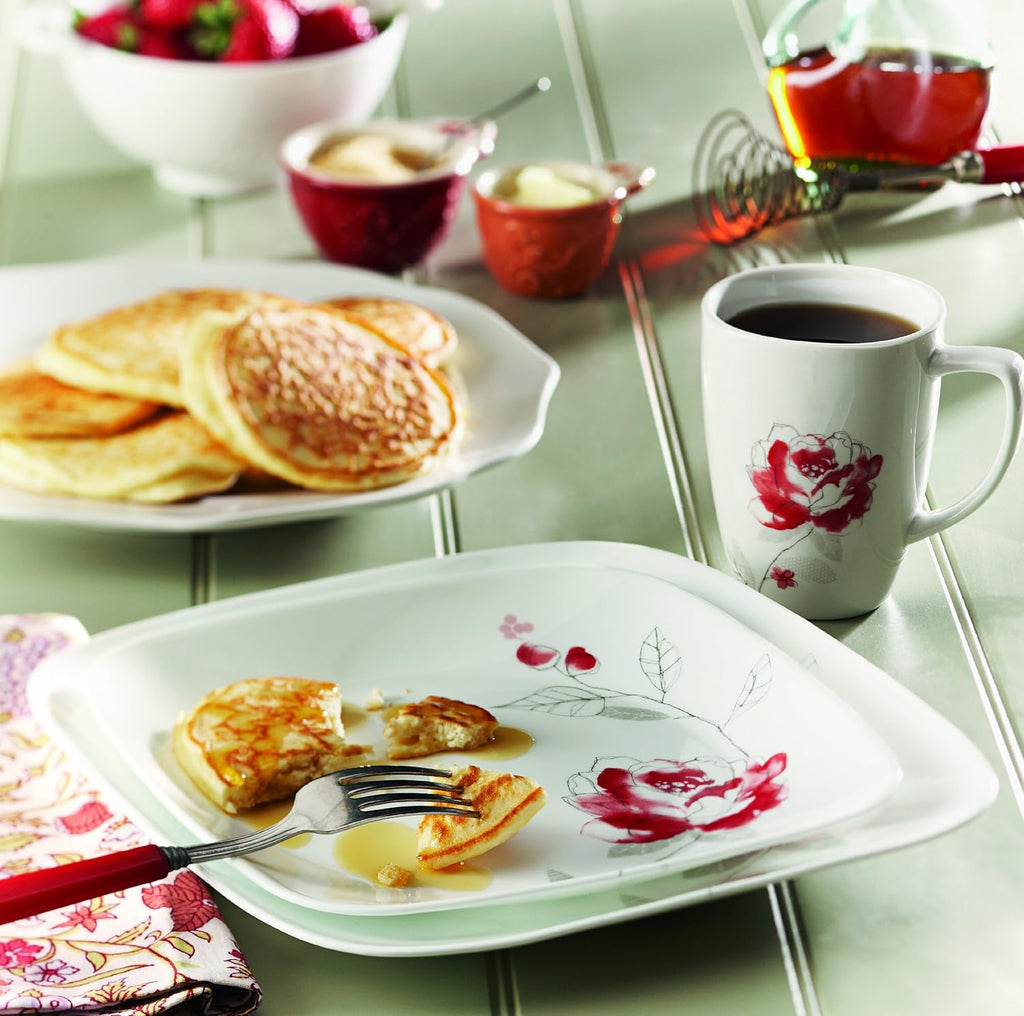 16-Piece Square Blushing Rose Dinnerware Set Y831727