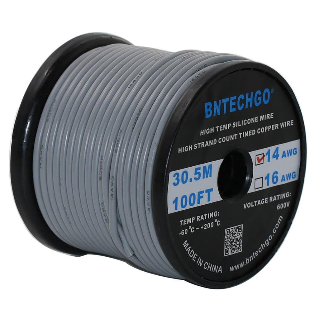 14 Gauge Silicone Wire Spool 200 ft Blue 14 AWG Stranded Tinned Copper Wire Pack of 2 P7669