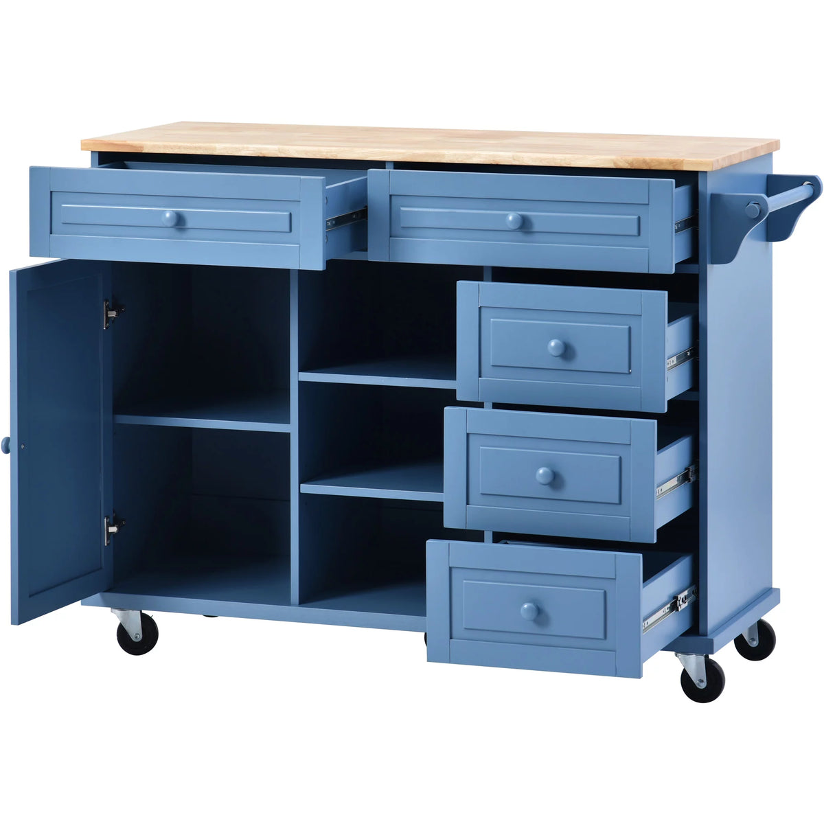 Mobile Kitchen Island Cart with Doors Drawers L9627