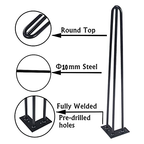 Black 2-Rod Metal Table Legs H212996