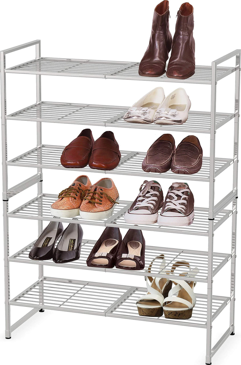 3-Tier Stackable Shoe Shelves Storage Utility Rack, Silver T441