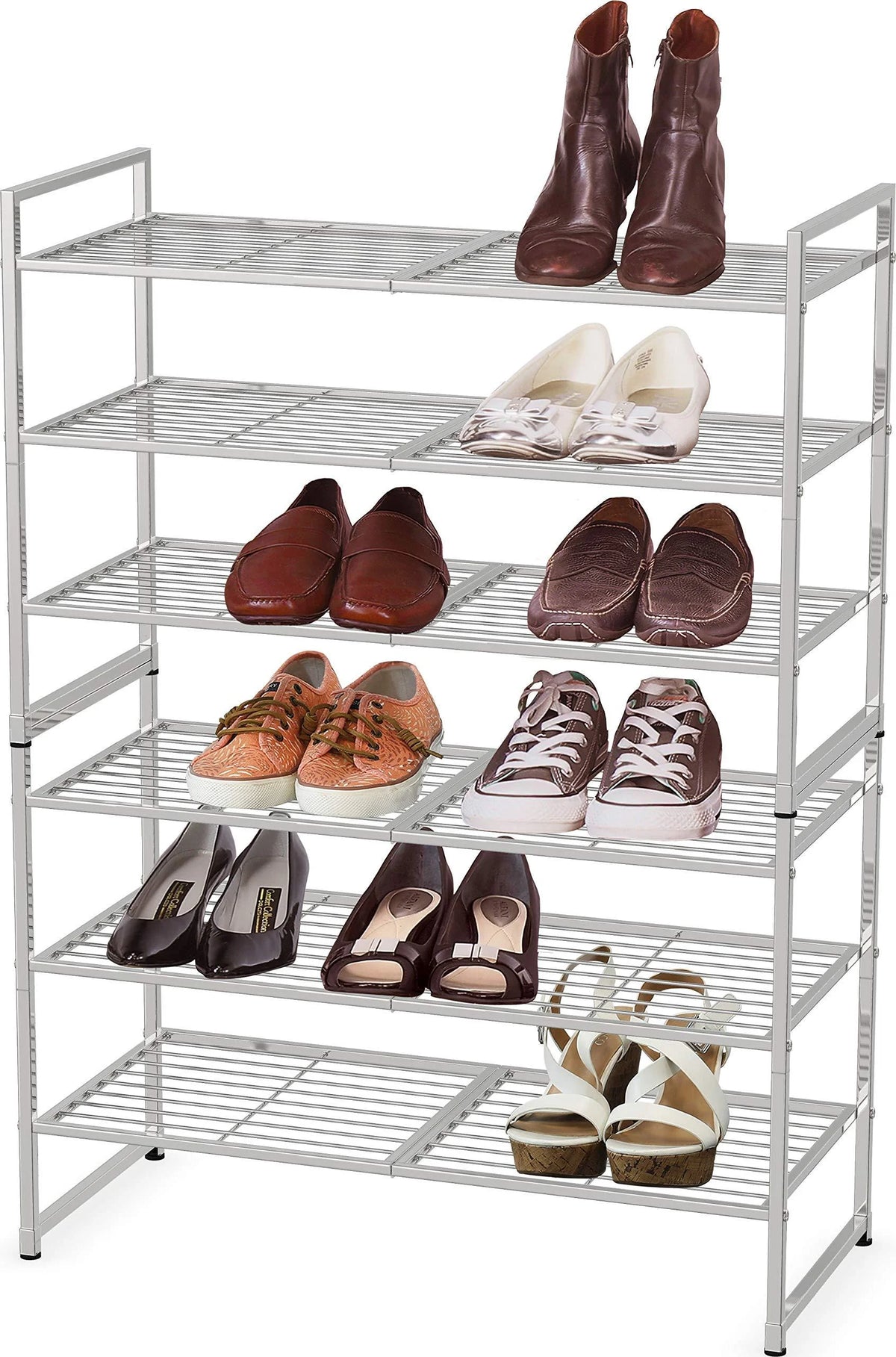 3-Tier Stackable Shoe Shelves Storage Utility Rack, Silver T441