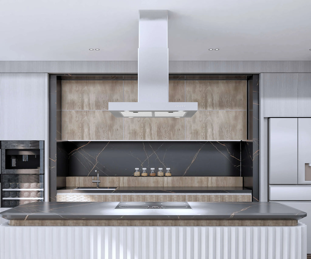 30" 760 CFM Stainless Steel Island Mount Kitchen Range Hood J444907