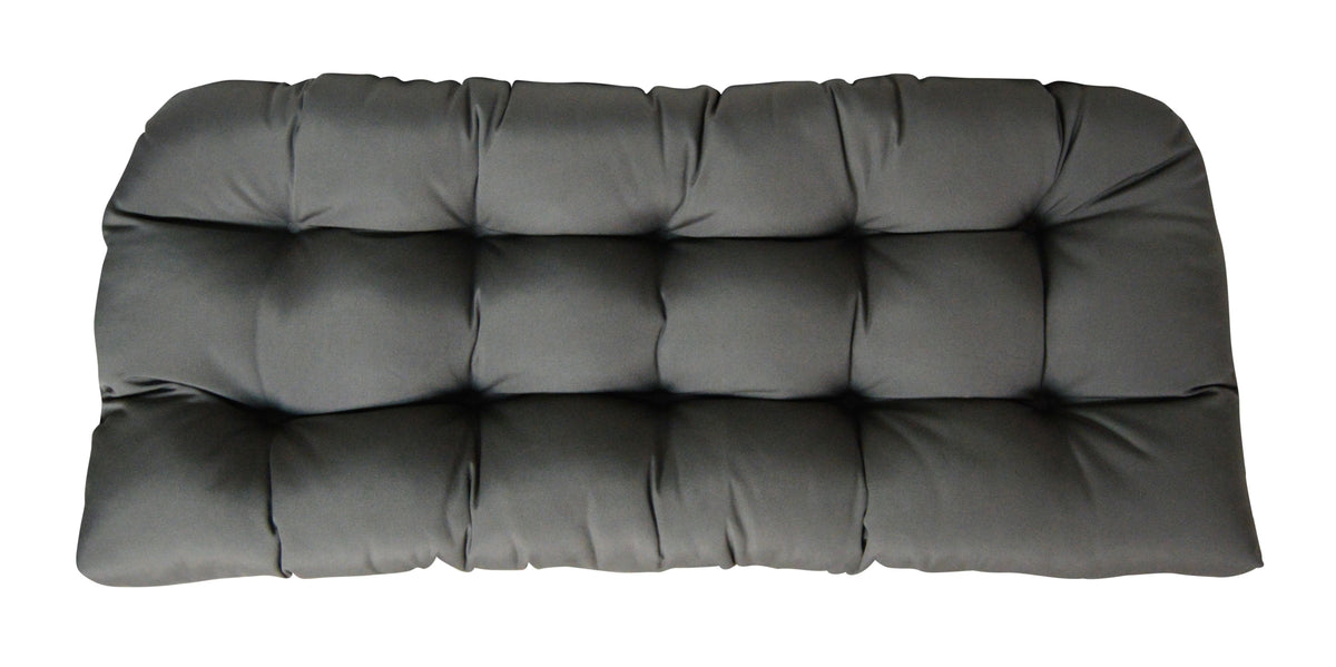 Canvas Charcoal Grey Tufted Wicker Loveseat Cushion G2802