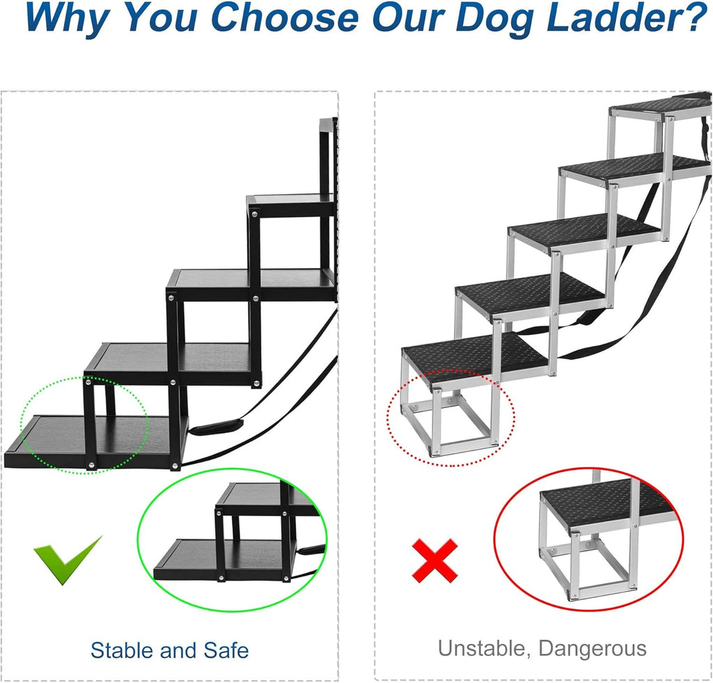 Foldable Aluminum 5 Step Dog Stairs with Nonslip Surface, Pack of 2 G56944