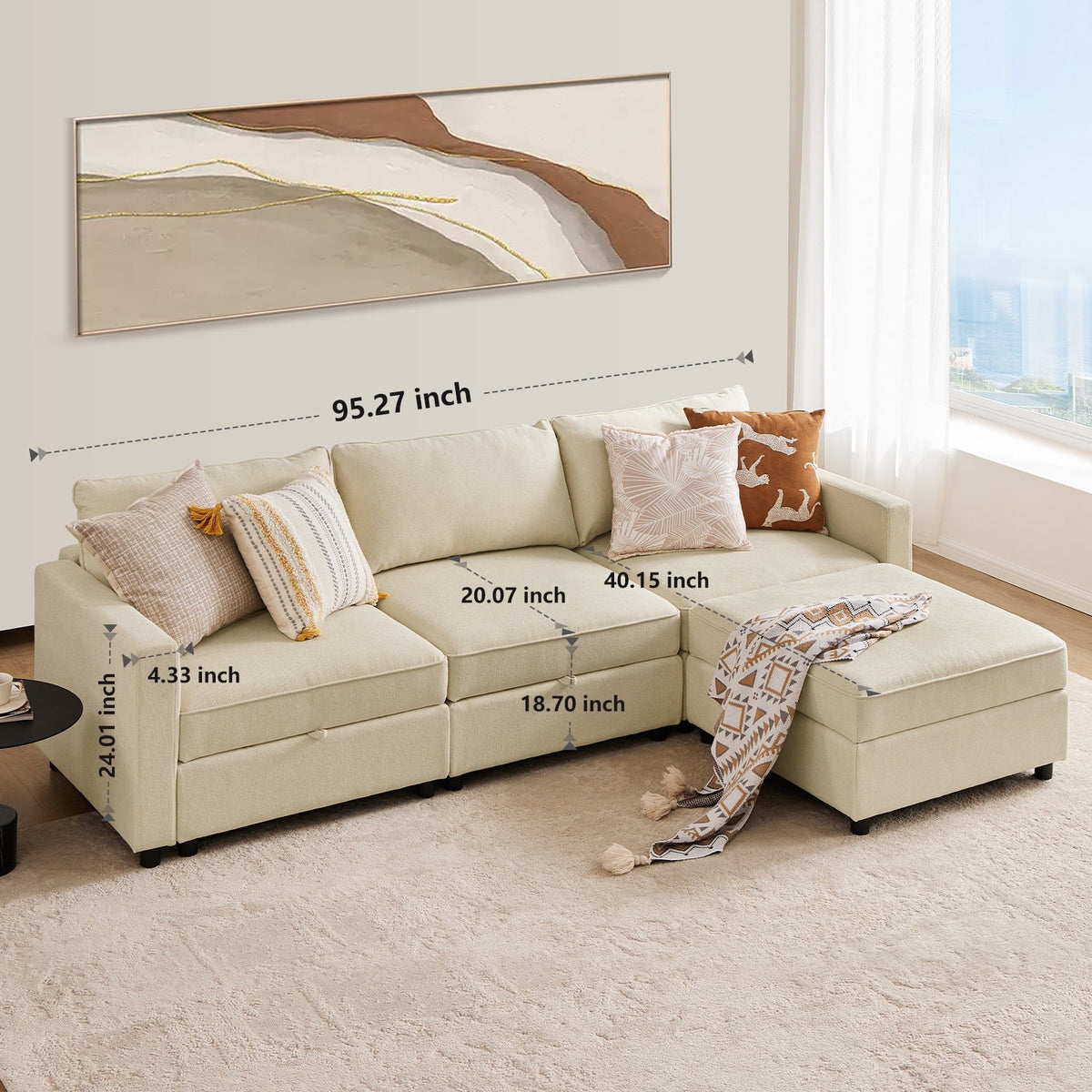 Beige 4 Seat Oversized U Shaped Sectional Sofa C186461