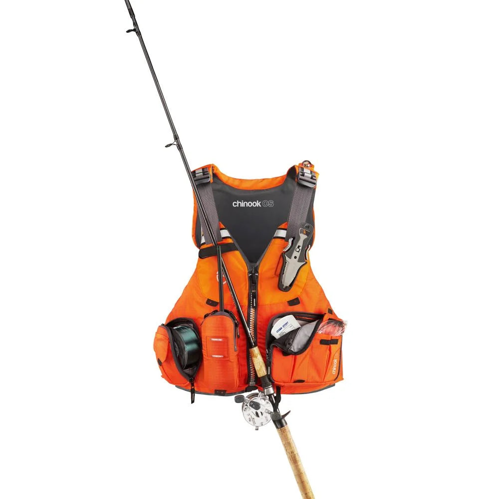 Orange Fishing Life Vest PFD with Pockets, Large/XL W5059