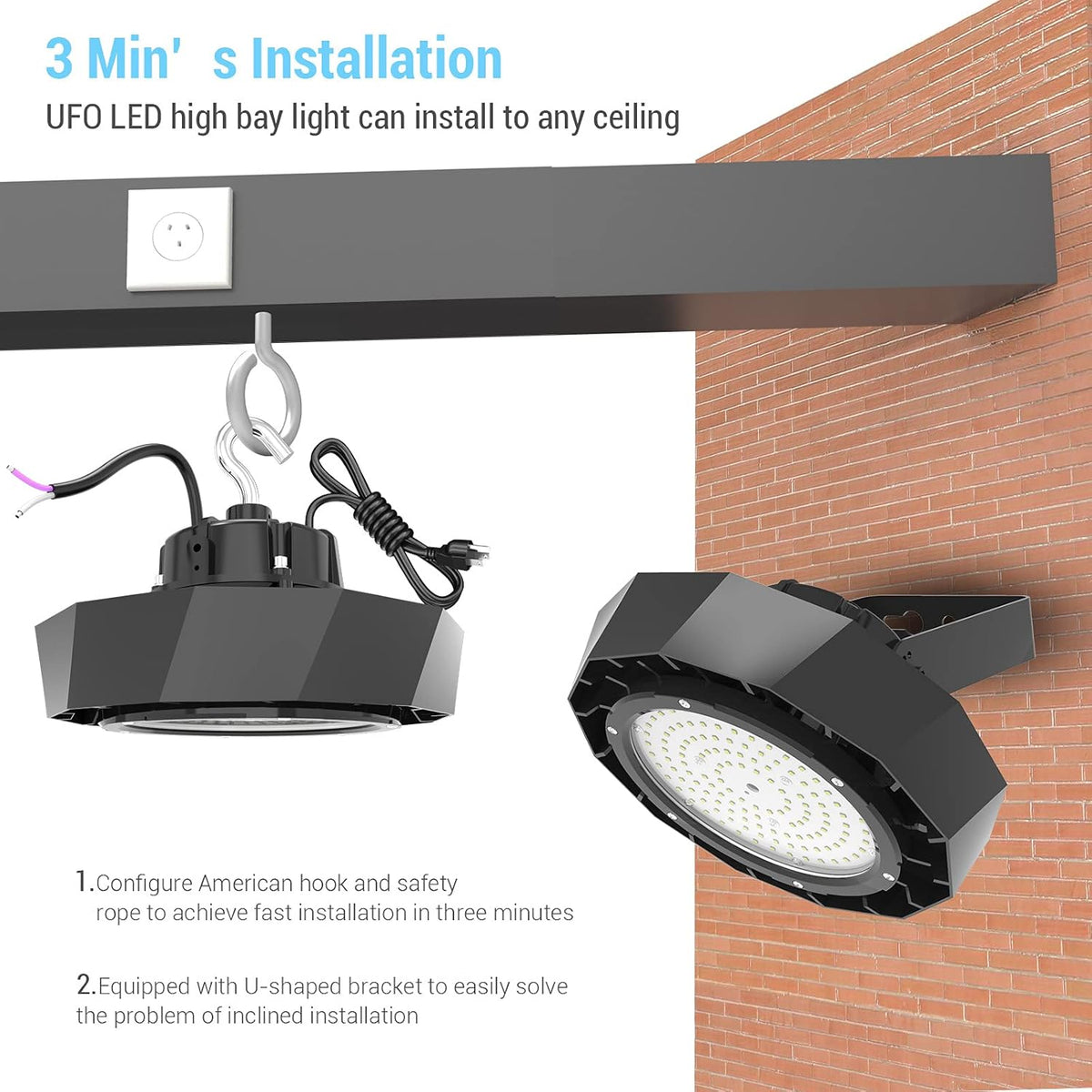 100W LED High Bay Light 5000K Dimmable 15,000LM Pack of 2 Z531