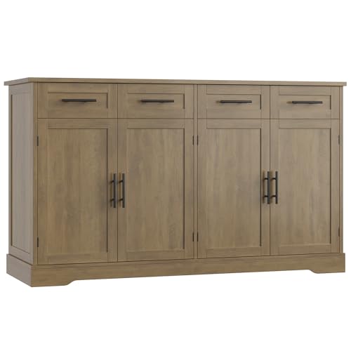 60" Ash Gray Buffet Sideboard with 4 Drawer Z590