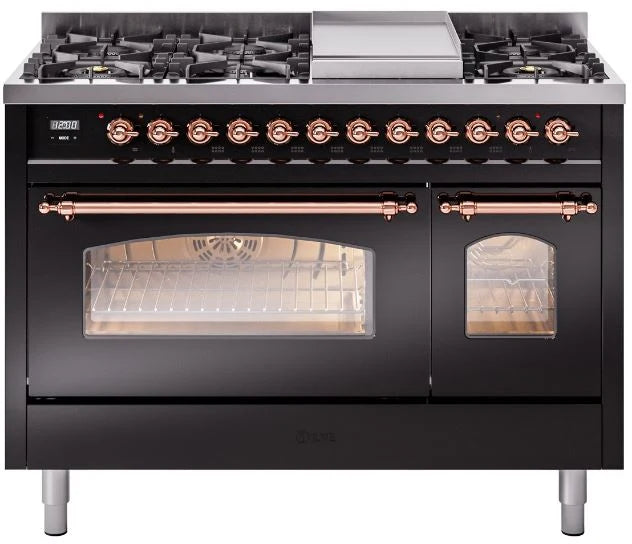 48 Dual Fuel Propane Gas Range in Black with Copper Trim Z226