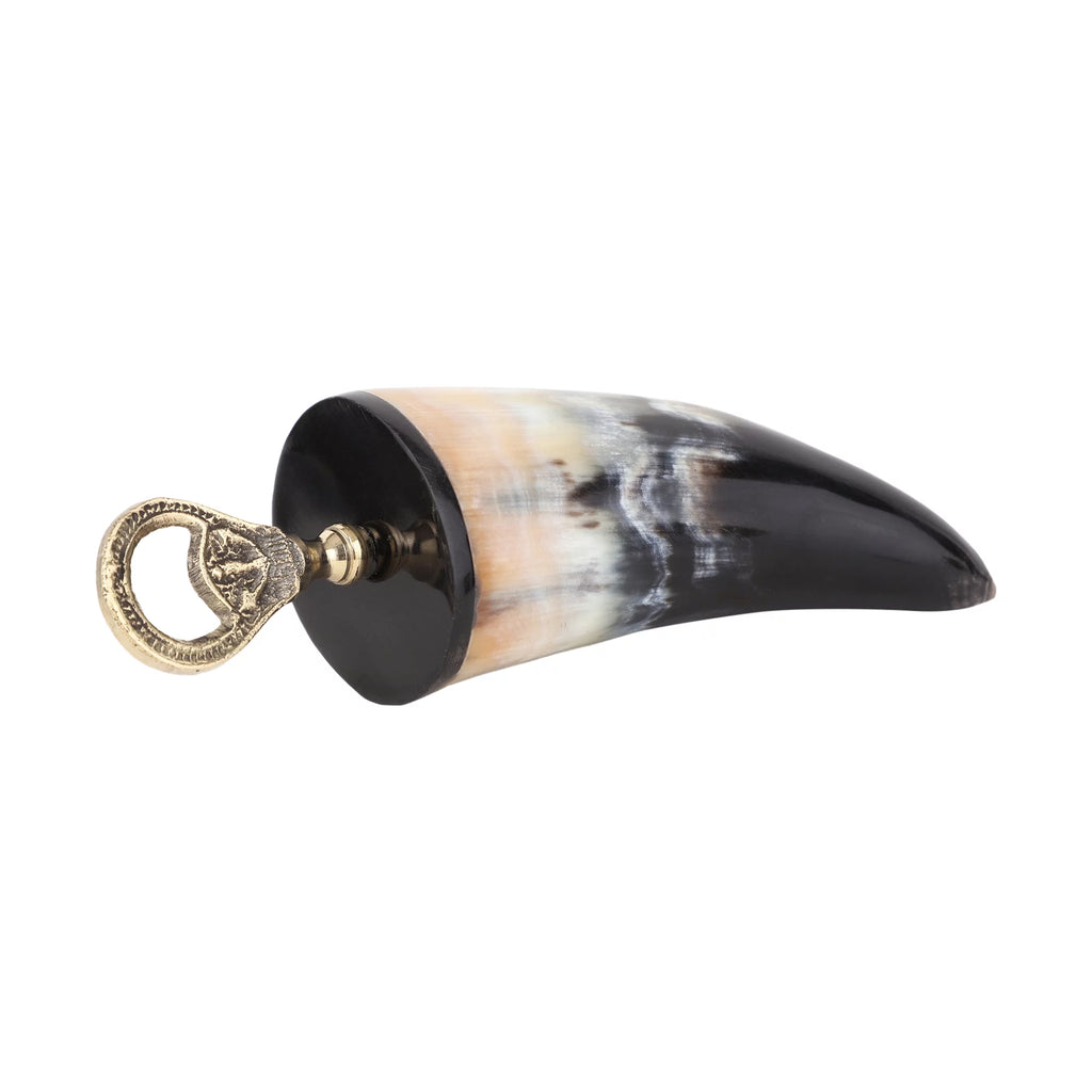 Handmade Natural Ox-Horn Drinking Horn Set with Belt Holster T39931