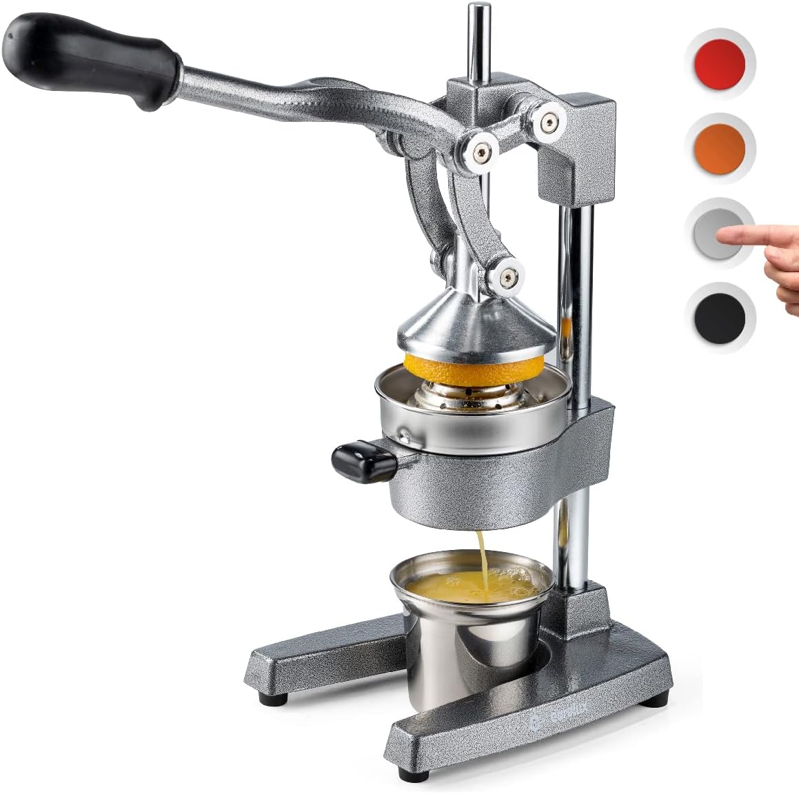 Cast Iron Citrus Juicer Manual Hand Press with Stainless Steel Cup (Red) P45275