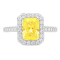 18k White Gold Halo Ring with Yellow Simulated Diamond N67164