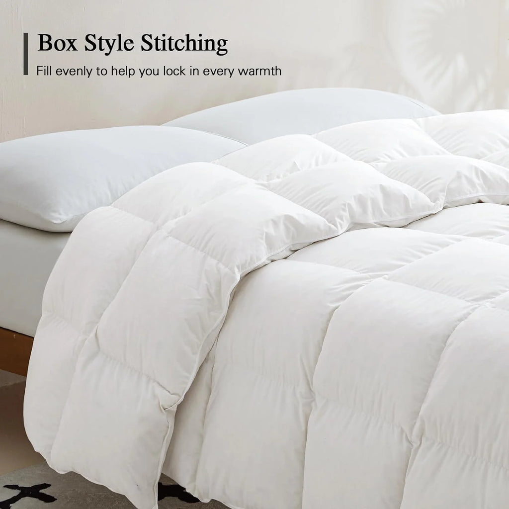 White 90 x 90 Inch Queen Size Down Comforter with Cotton Cover O466020