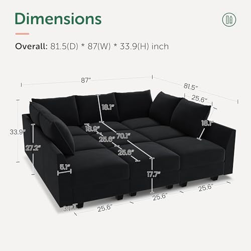 Black Modular Sectional Sofa with Storage Ottoman Y290607