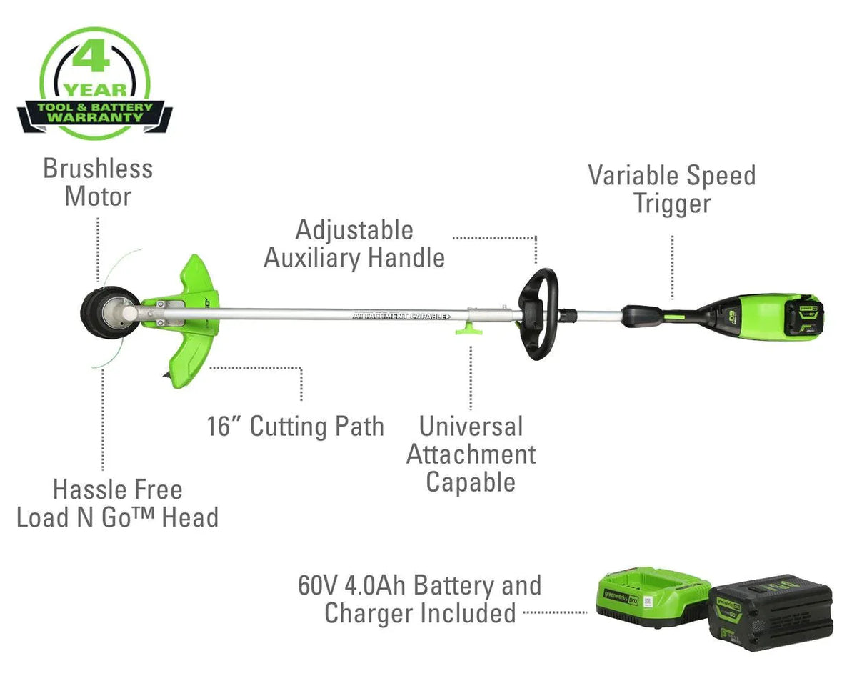 60V Cordless Battery String Trimmer with Battery & Charger V9714