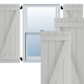 21-1/2x22 x 77x22 PVC Four Board Joined Board and Batten Shutters, Hailstorm Gray S943524
