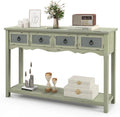 48” Antique Narrow Console Table with 4 Drawers and Open Shelf M335