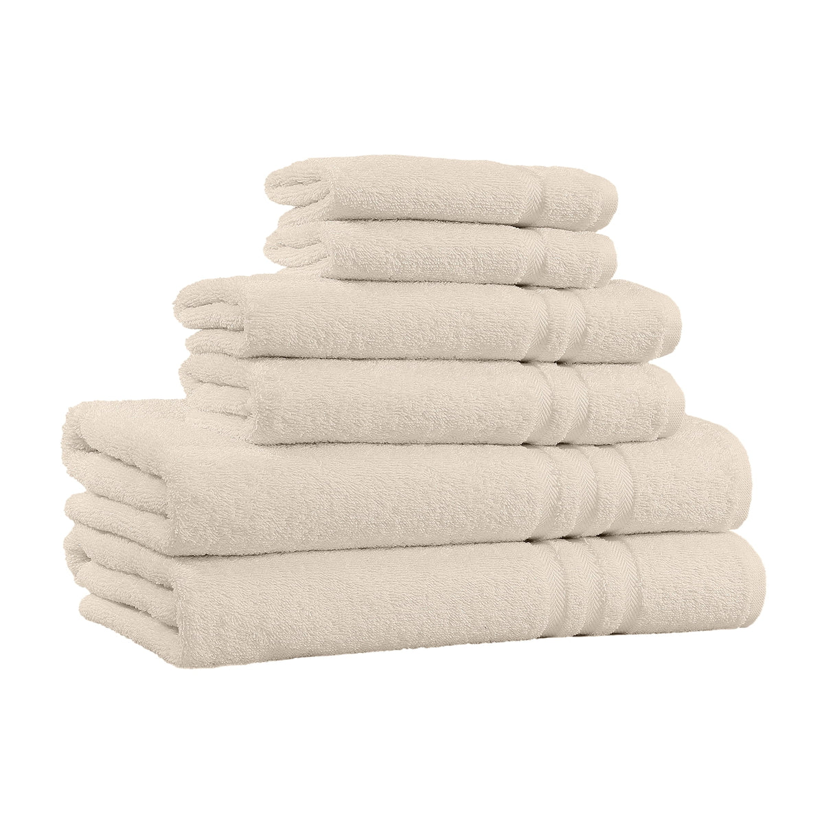 100% Cotton 6-Piece Beige Bath Towel Set F586309