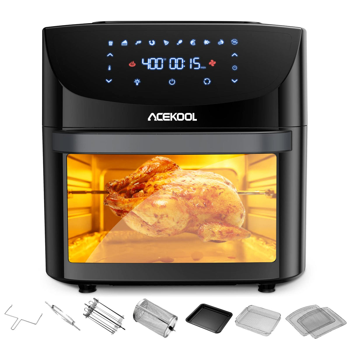 20 Quart 10-in-1 Digital Convection Air Fryer Toaster Oven Combo with Rotating Basket E634