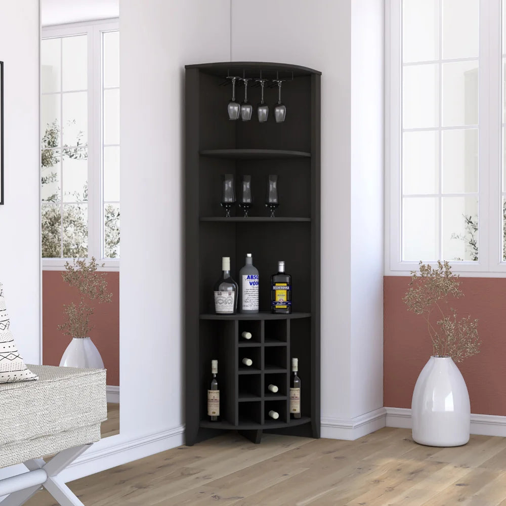 Dark Brown Corner Bar Cabinet L67462