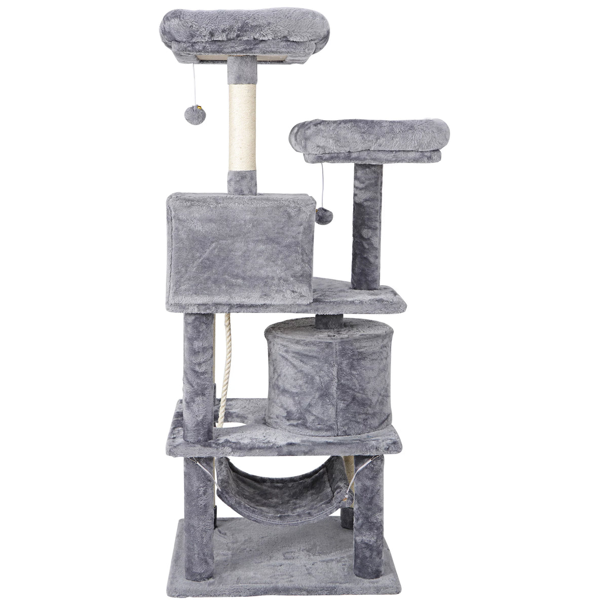 Gray Multi-Level Cat Tree with Scratching Posts and Hammock I4861