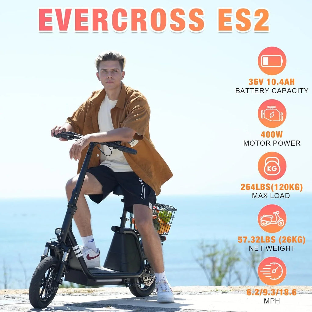 400W Motor 12" Pneumatic Tire Foldable Electric Scooter with Seat I349