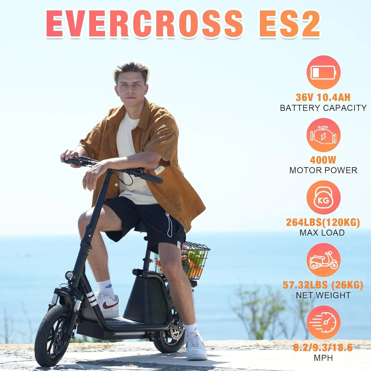 400W Motor 12" Pneumatic Tire Foldable Electric Scooter with Seat I349