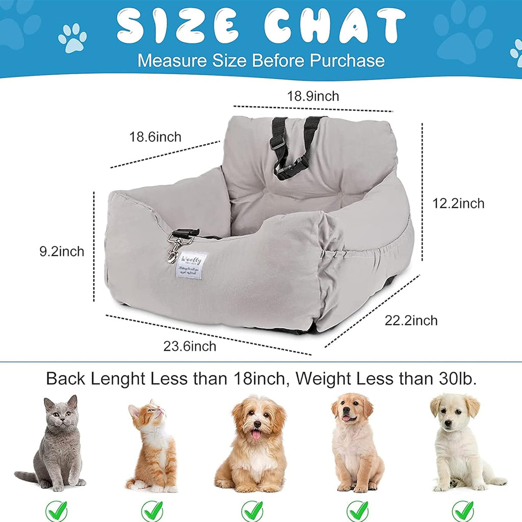 Dog Car Seat with Storage, Midium Grey A23320