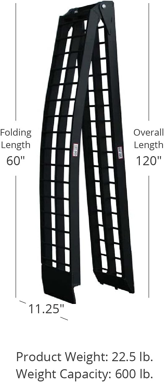 Folding Arch Ramps, Aluminum Frame, 600 LB Capacity, Safety Straps T33877