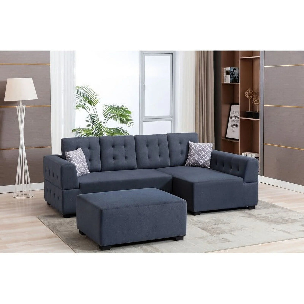 Light Gray Linen Sectional Sofa with Chaise Z34546