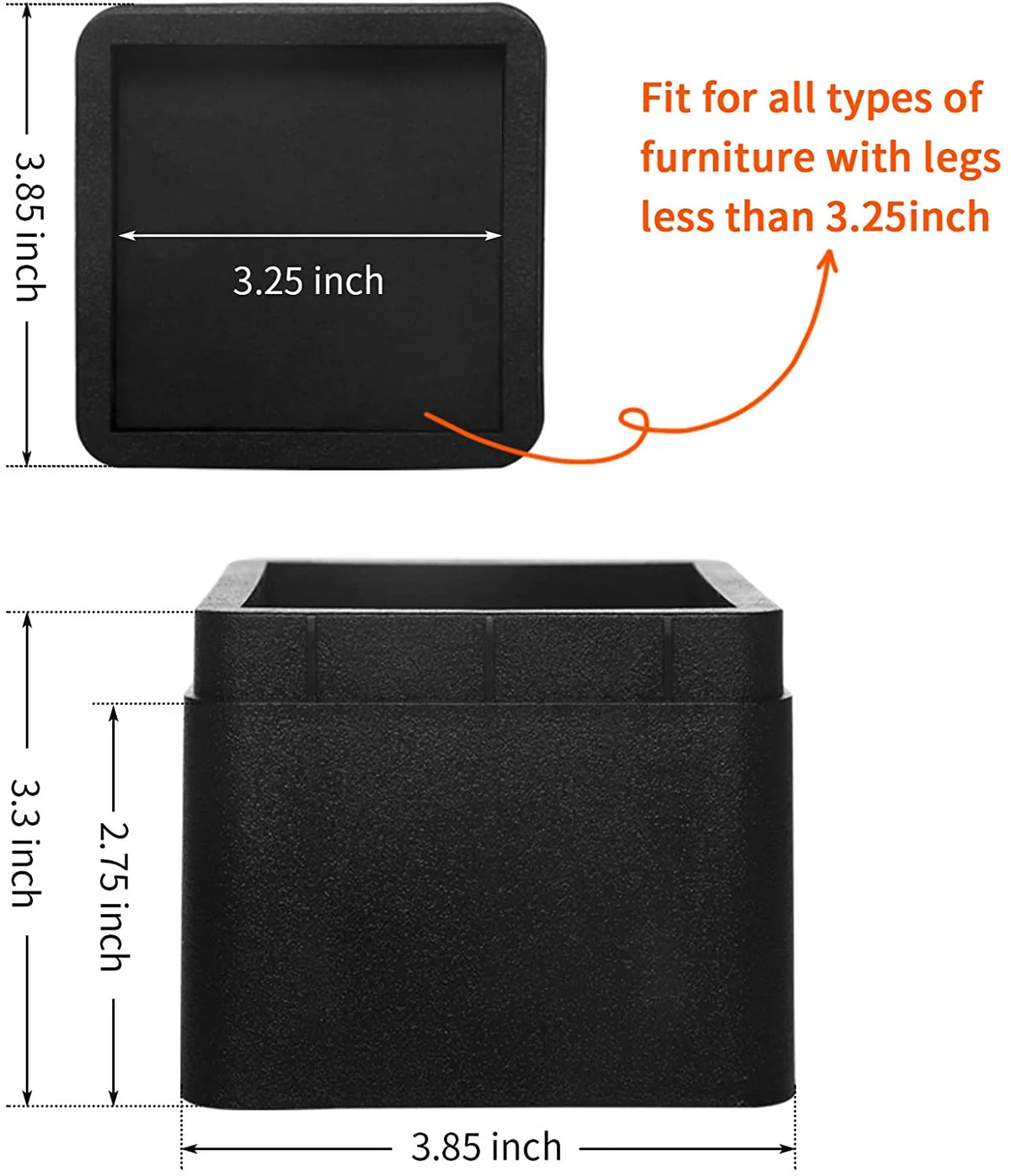 3 Inch Adjustable Heavy Duty Furniture Risers 4pcs A525