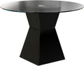 Black Round Dining Table with Tempered Glass Top W35434