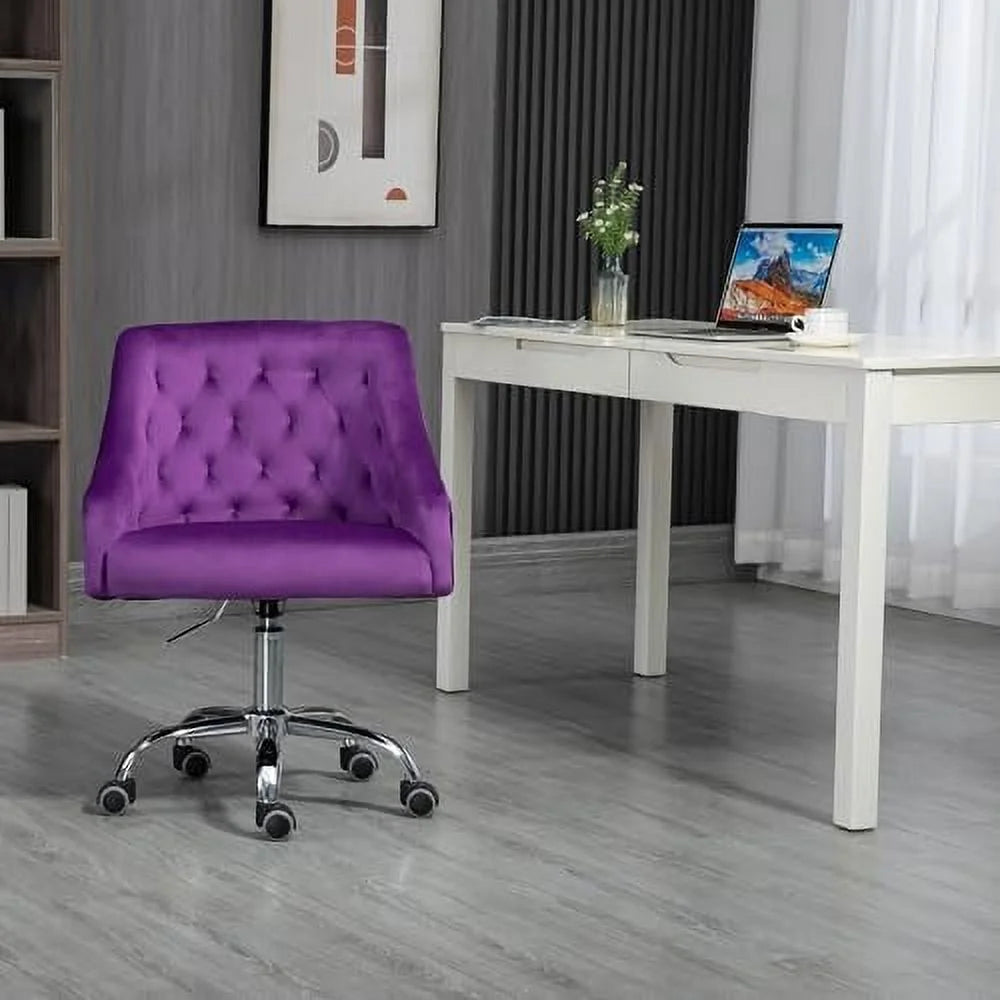 Blue Velvet Adjustable Swivel Desk Chair U581362