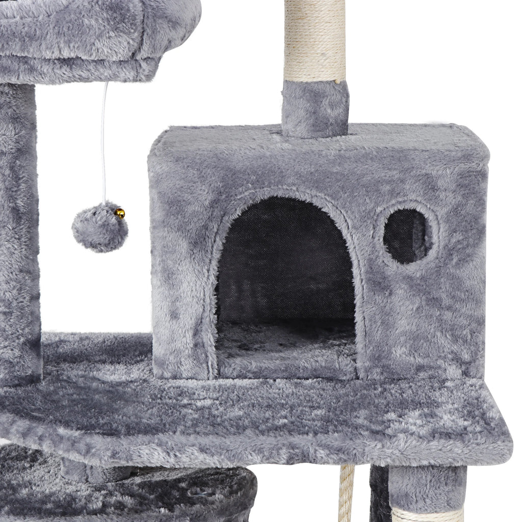 Gray Multi-Level Cat Tree with Scratching Posts and Hammock I4861