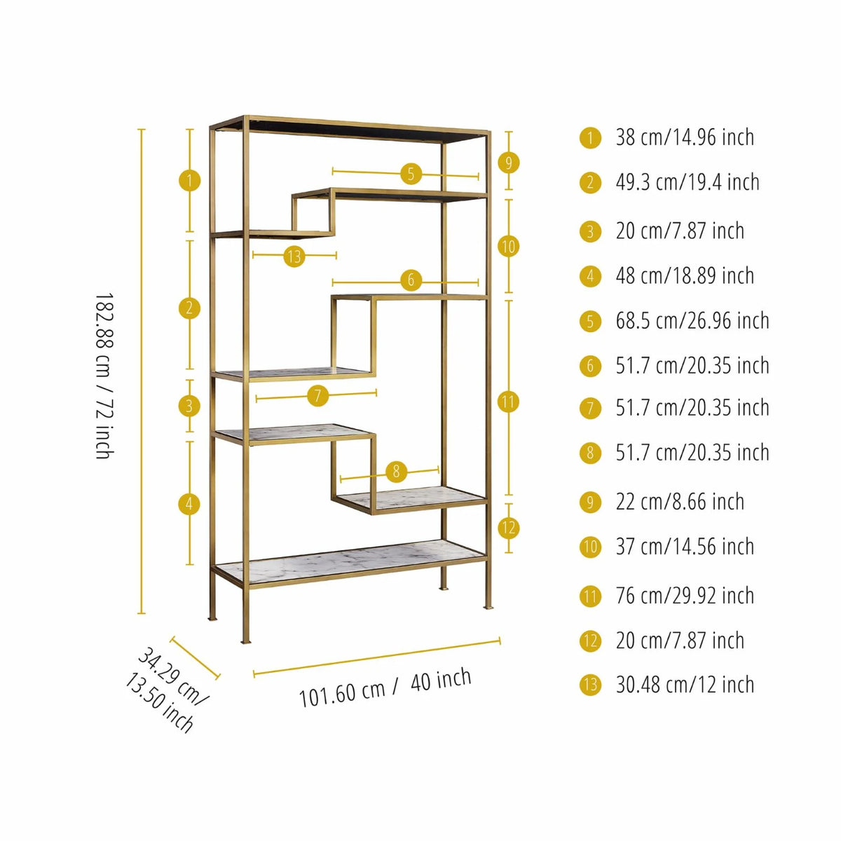 Marble-Look 5-Tier Display Shelf Z276