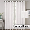 Natural Linen Blended Light Filtering Curtains Set of 2 White 52" x 96" J333187