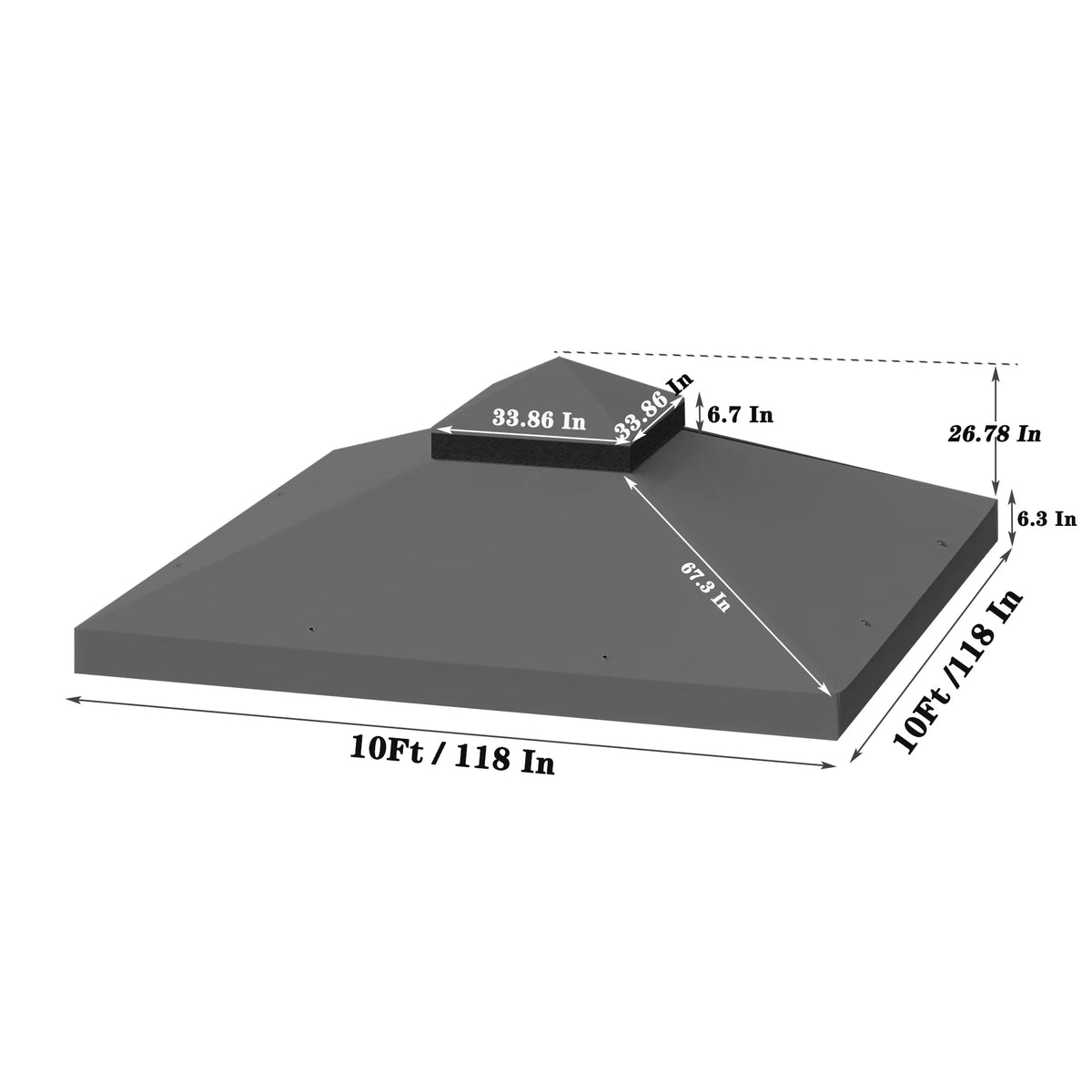 10x10 Ft Double Tiered Gazebo Replacement Canopy X858