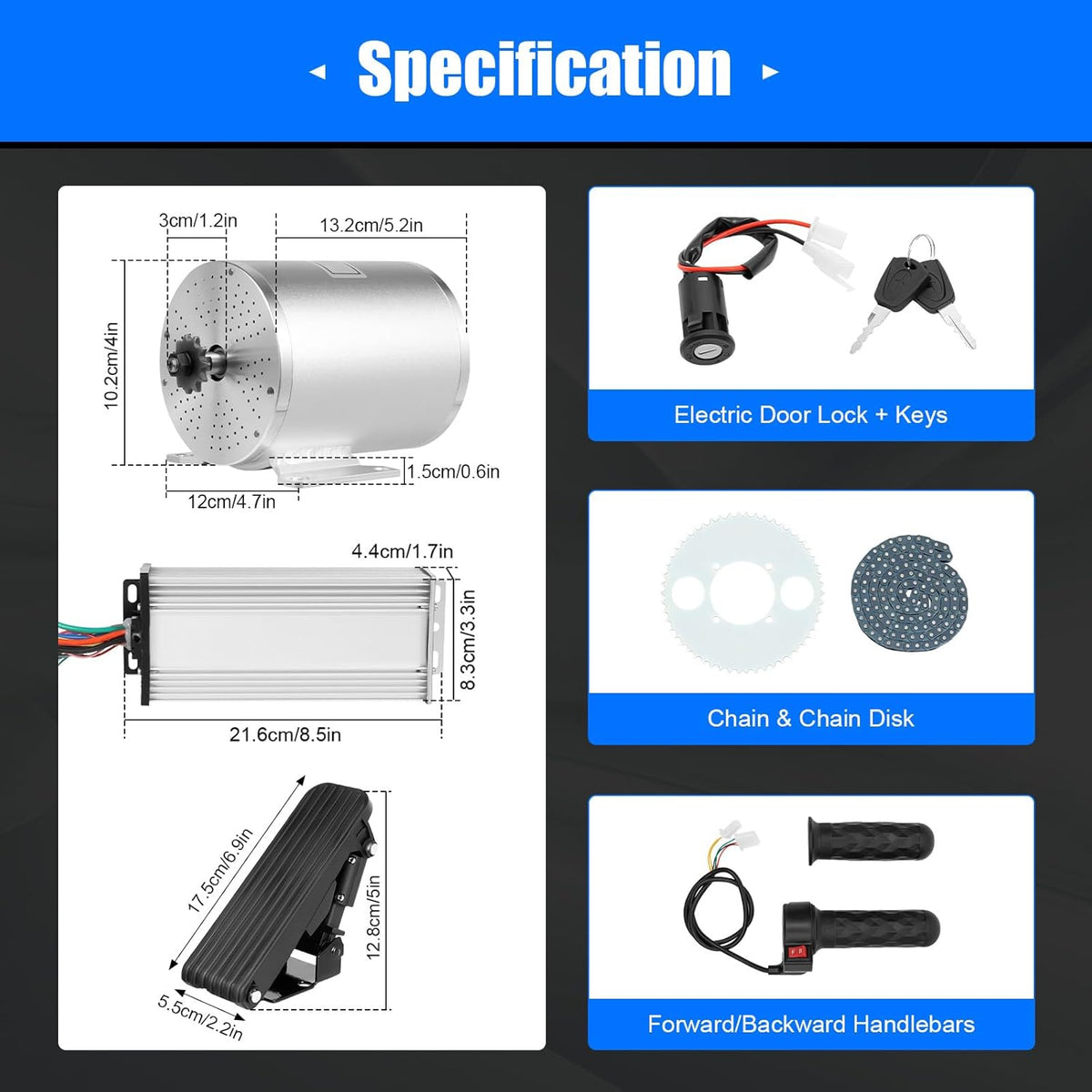 48-72V 3000W 6000RPM Brushless Motor Kit S923448