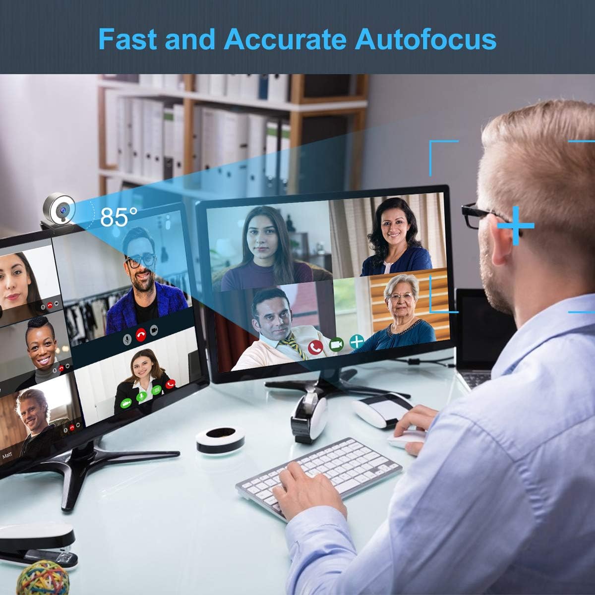 2K FHD Webcam with Ring Light and Microphone J968717