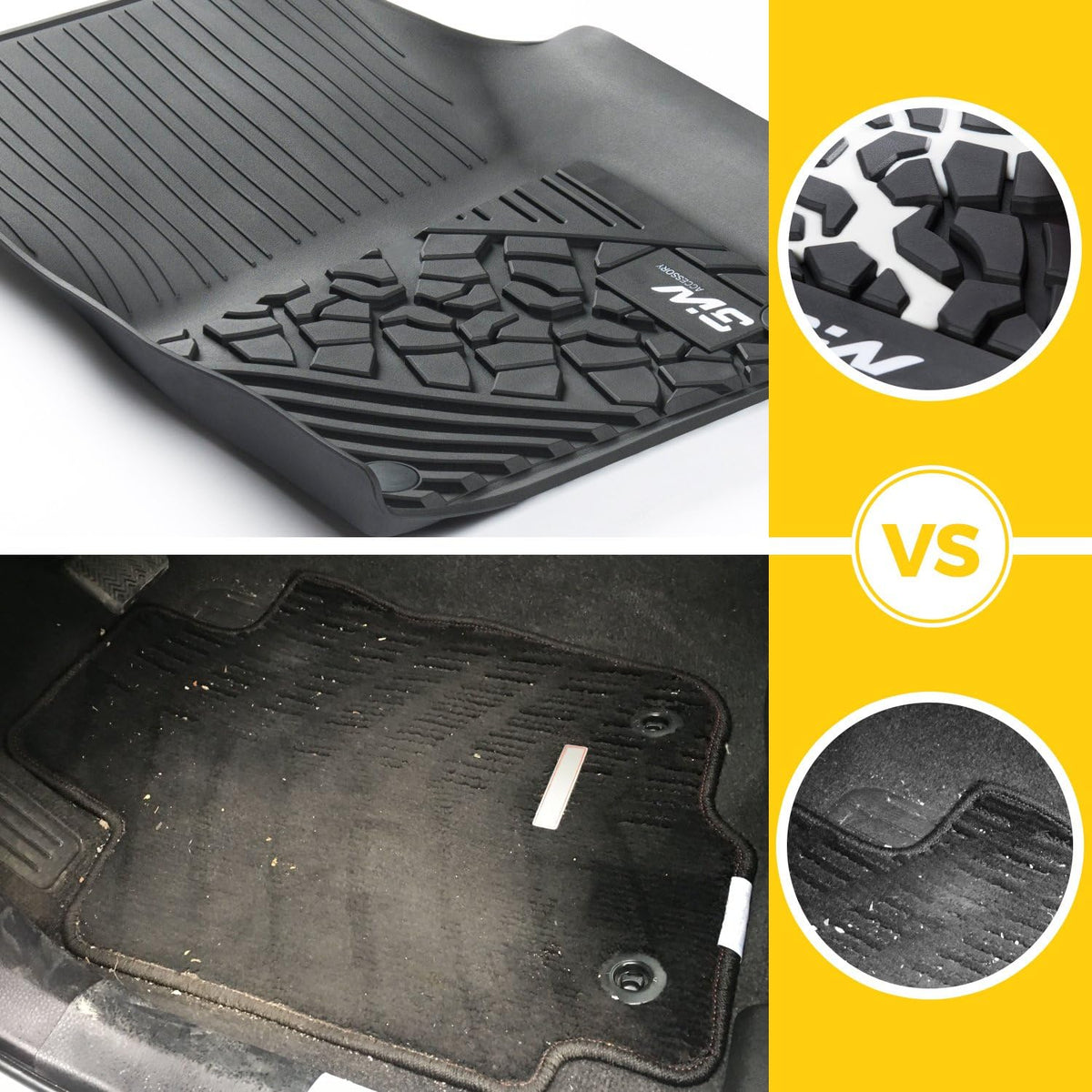 Black Floor Mats with Front Carpet Mats C643