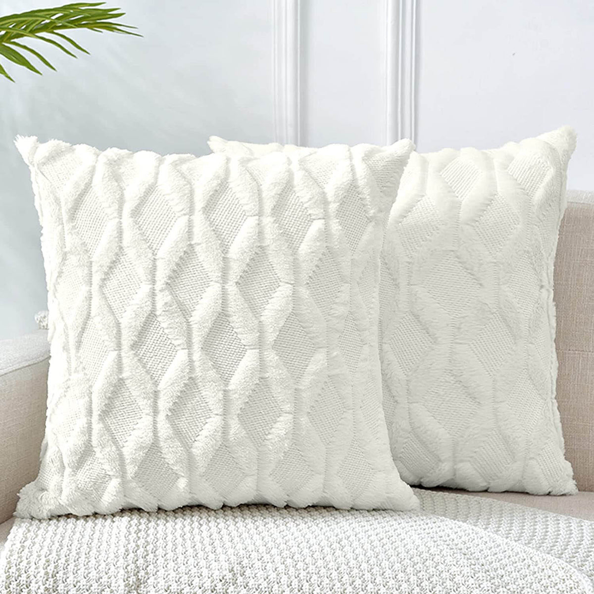 Set of 2 Velvet Throw Pillow Covers 20x20 D89737