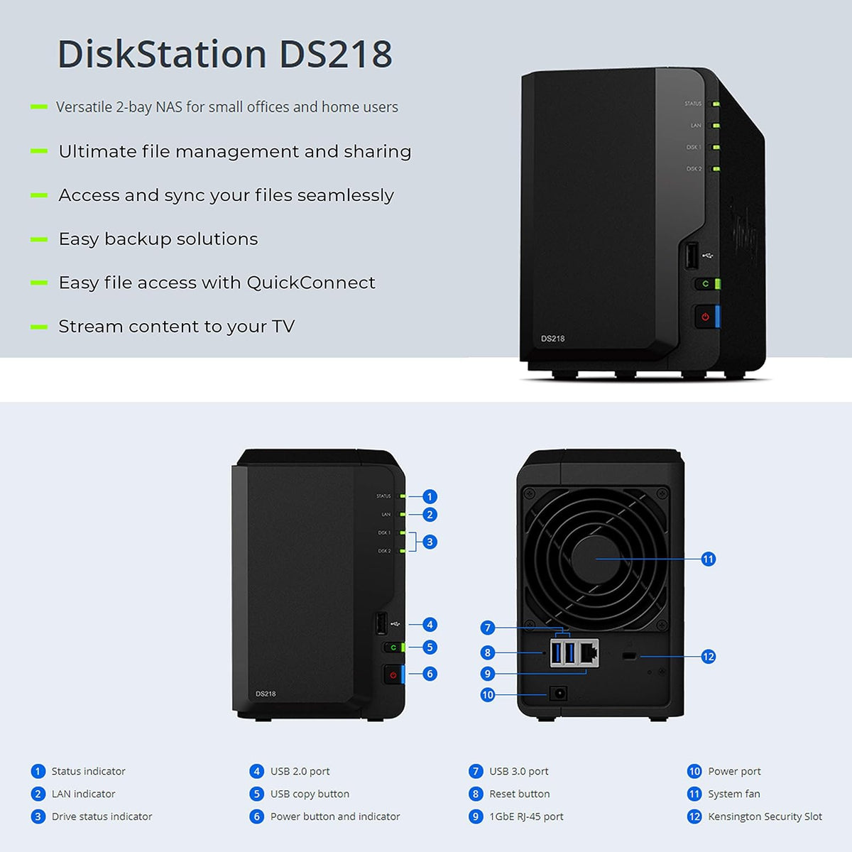 2 Bay NAS DiskStation DS218 Diskless + 2 WD Red Pro 4TB Hard Drives 7200 Class R571