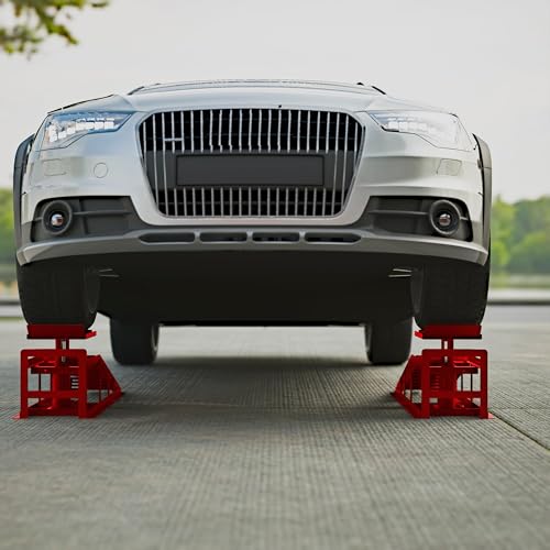 2 Pack Hydraulic Car Ramps 5T 10000lbs Low Profile Lift Height 11.61-16.21 Inches Q93442
