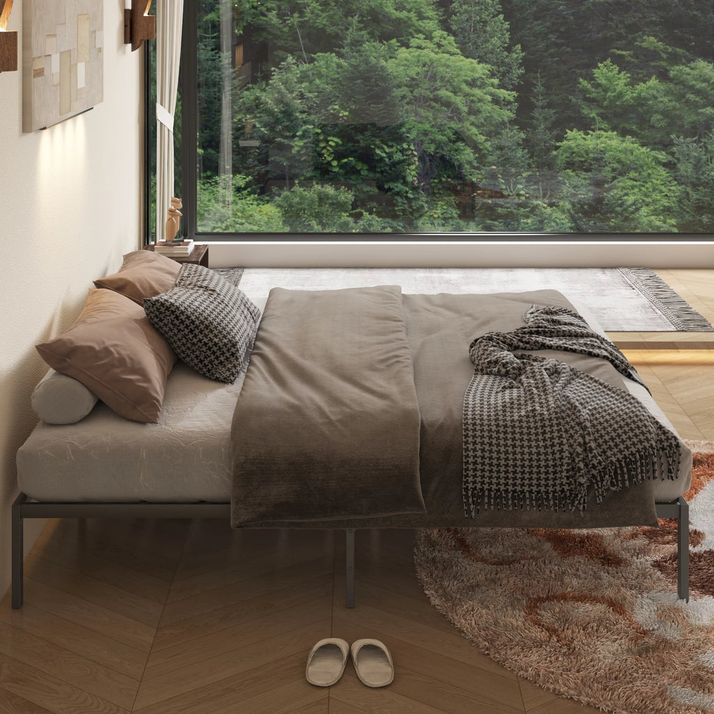 Black Metal Platform Bed Frame J326