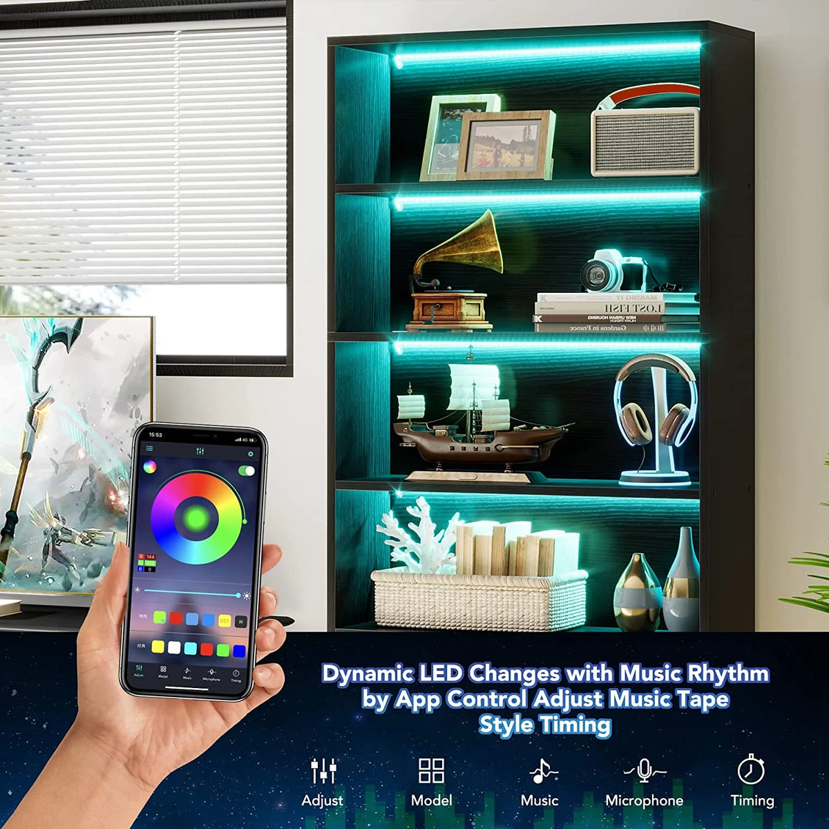 5 Shelf Bookcase with Led Lights L42336