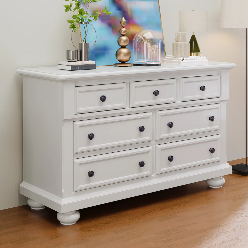 White Solid Wood Seven-Drawer Dresser C355095