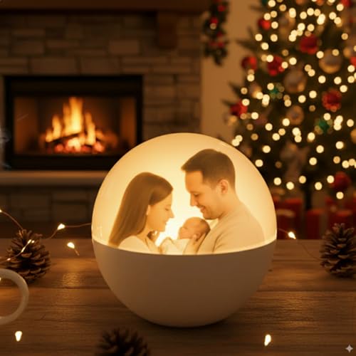 2.7" White 3D Crystal Ball Christmas Ornament F64887