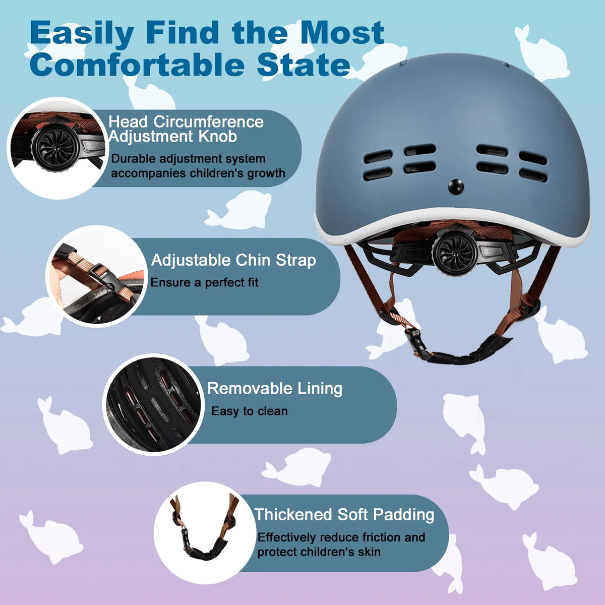 Kids Bike Helmet Skateboard Helmet Scooter Helmet Adjustable Durable（51-57cm） A279532